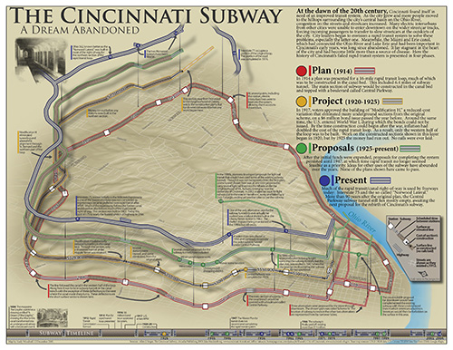 Map of the abandoned Cincinnati subway